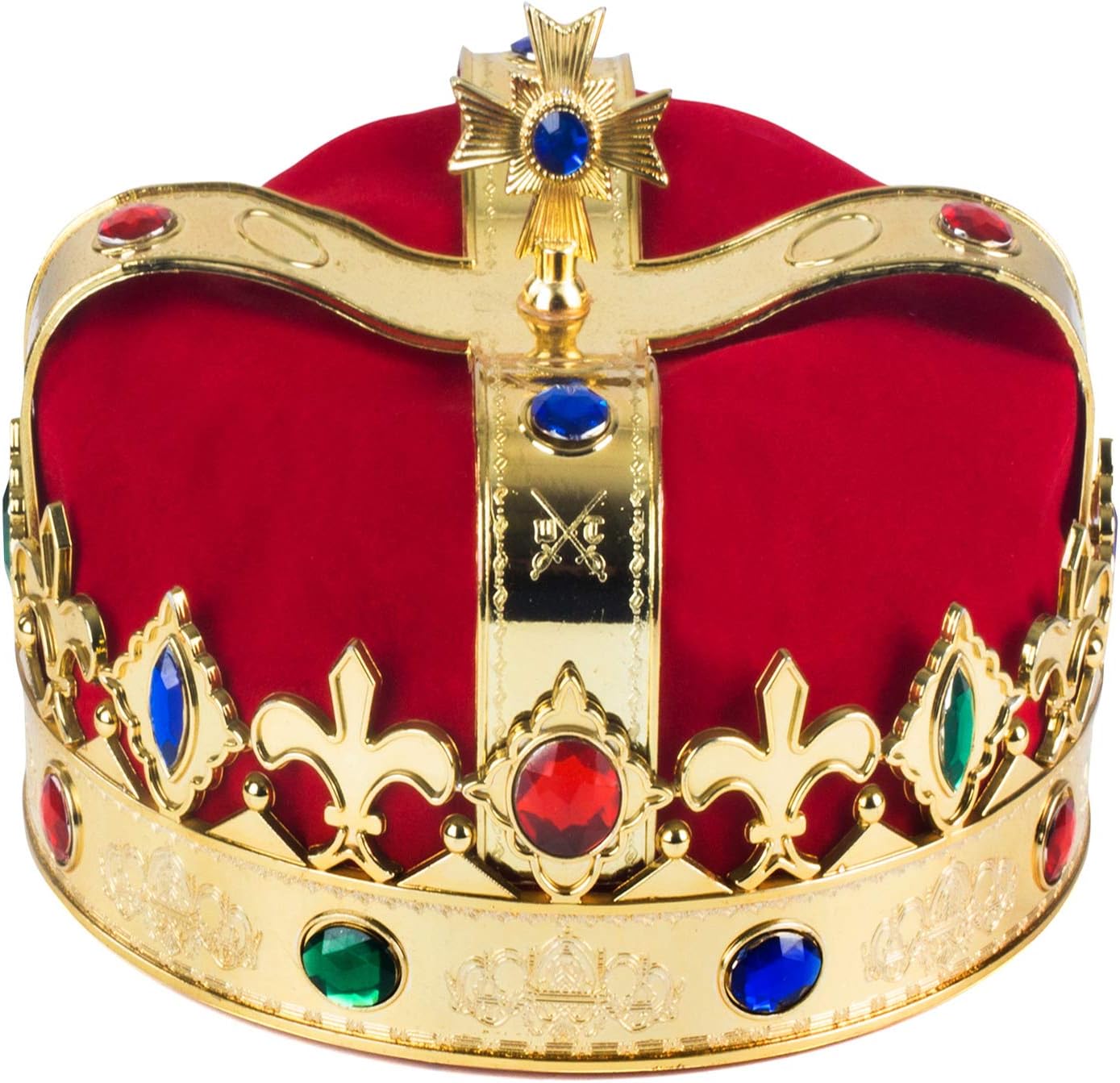 Funny Party Hats Royal king Crown - Regal King Crown - Costume Headwear with Colorful Jewels - One Size